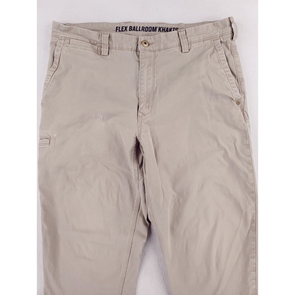 Duluth Trading Pants Mens 34x30 Beige Flex BallRoom Khakis Chino Stretch Cargo